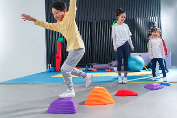 children's physical training under the guidance of the coach